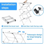 Rainbow Drywell Metal Compact Telescopic And Collapsible, Truly Portable, Foldable & Extendable Cloth Drying