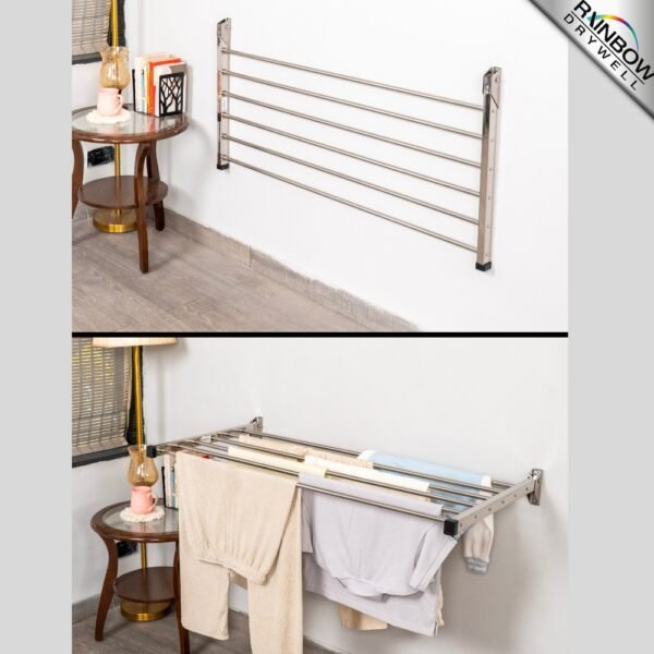 Rainbow Drywell Glider Stainless Steel Heavy Duty Wall Mounted Easy to Use Foldable Cloth Stand