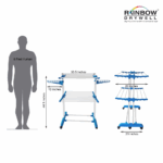 Rainbow Drywell Heavy Duty 2 Pole 2 Layer Stainless Steel Foldable Cloth Drying Stand, Rust-Free Clothes Dryer/Cloth Stand/Clothes Hanger