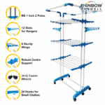 Rainbow Drywell Heavy Duty 2 Pole Jumbo Stainless Steel Foldable Cloth Drying Stand, Rust-Free Clothes Dryer/Cloth Stand/Clothes Hanger