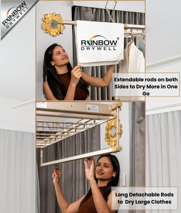 IntelliNova Dry - Superior Functions Intelligent Electric Cloth dryer with LED, UV, FAN, Heater, Voice and Remote Control Operation (Gold)