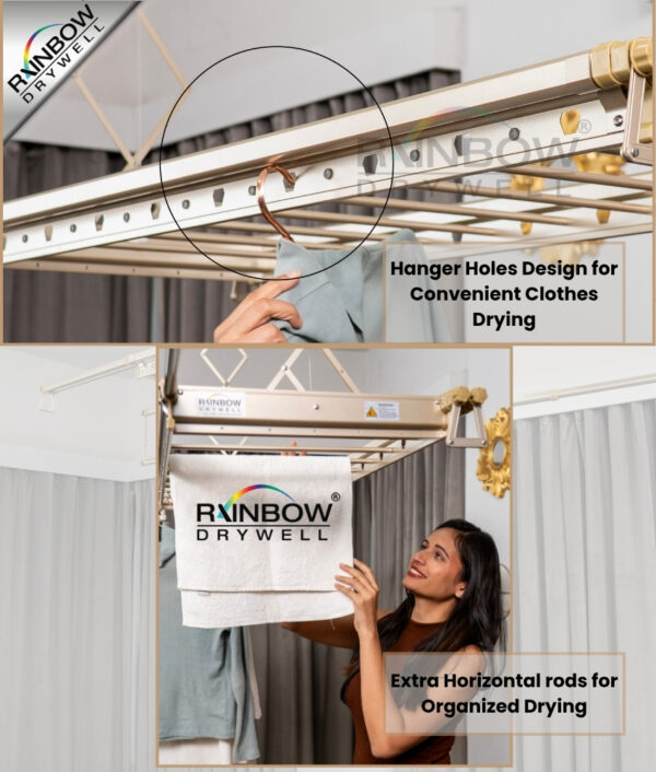 IntelliNova Dry - Superior Functions Intelligent Electric Cloth dryer with LED, UV, FAN, Heater, Voice and Remote Control Operation (Gold)