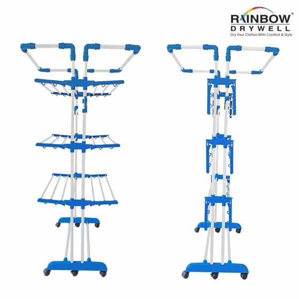 Rainbow Drywell Heavy Duty 2 Pole Jumbo Stainless Steel Foldable Cloth Drying Stand, Rust-Free Clothes Dryer/Cloth Stand/Clothes Hanger