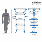 Rainbow Drywell Heavy Duty 2 Pole Jumbo Stainless Steel Foldable Cloth Drying Stand, Rust-Free Clothes Dryer/Cloth Stand/Clothes Hanger