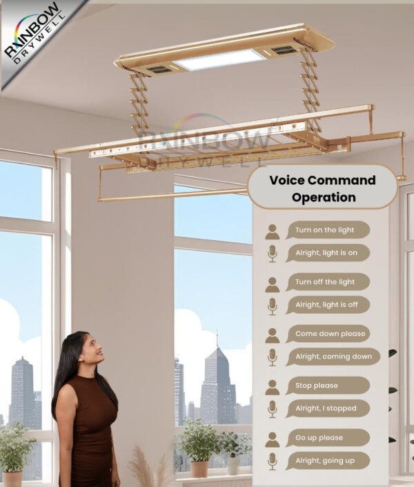 IntelliNova Dry - Superior Functions Intelligent Electric Cloth dryer with LED, UV, FAN, Heater, Voice and Remote Control Operation (Gold)
