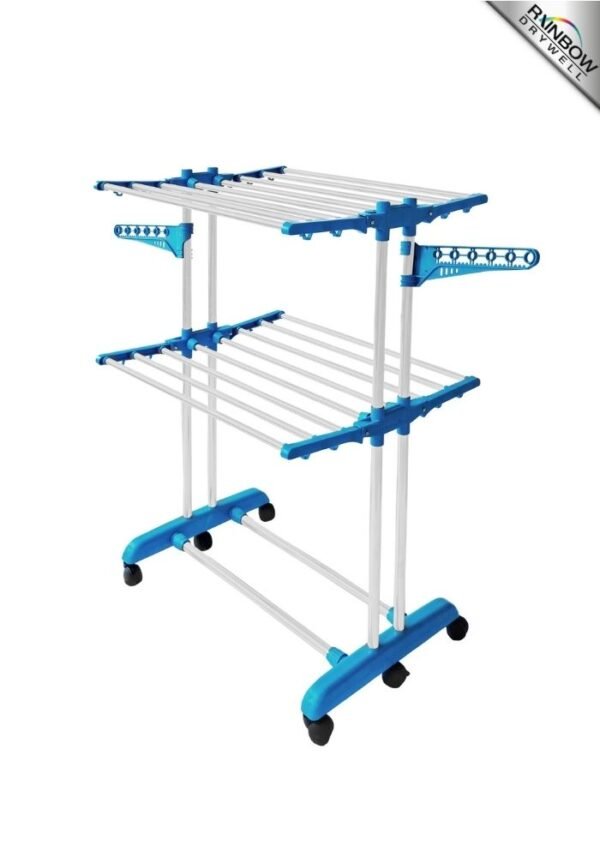 Rainbow Drywell Heavy Duty 2 Pole 2 Layer Stainless Steel Foldable Cloth Drying Stand, Rust-Free Clothes Dryer/Cloth Stand/Clothes Hanger