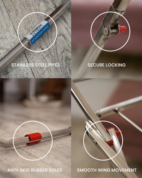 Rainbow Drywell Butterfly Stainless Steel Foldable Cloth Drying Stand/Double Rack Cloth Stand for Drying Clothes/Cloth Stand/Clothes Dryer/Clothes Hanger