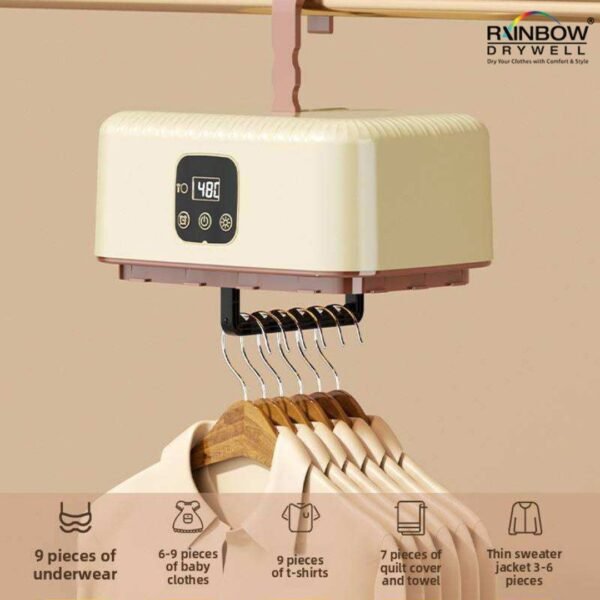 Thermodry - Smart Portable Clothes Dryer for multiple garments, Rapid Heating, Foldable Electric Heater with Timer, Fabric-Safe, Energy-Efficient Quiet Operation, Travel-Friendly Design (600 W)
