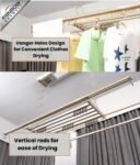 IntelliNova Dry - Long Line Superior Function Intelligent Electric Cloth dryer with LED, UV, FAN, Heater, Voice and Remote Control Operation (Gold)