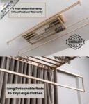 IntelliNova Dry - Long Line Superior Function Intelligent Electric Cloth dryer with LED, UV, FAN, Heater, Voice and Remote Control Operation (Gold)