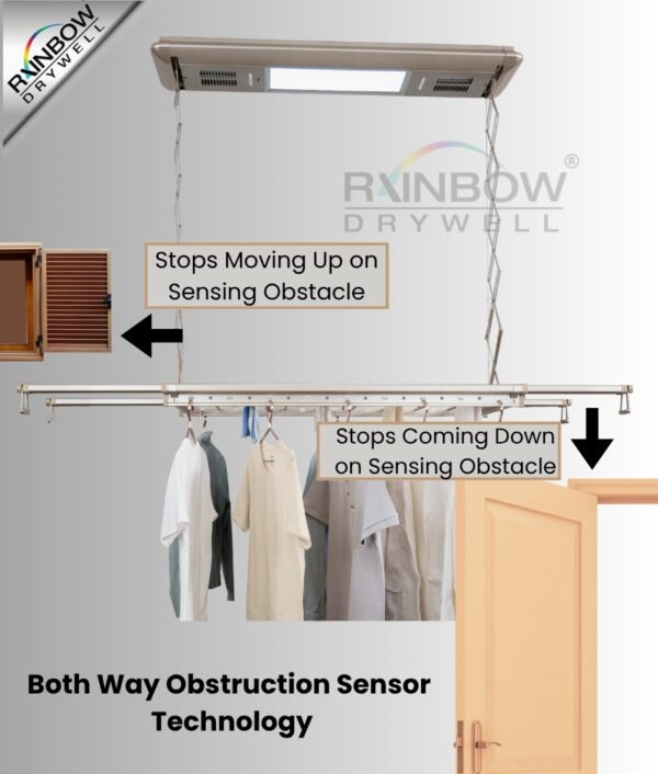 IntelliNova Dry - Long Line Superior Function Intelligent Electric Cloth dryer with LED, UV, FAN, Heater, Voice and Remote Control Operation (Gold)