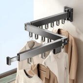 Rainbow Drywell Wall Mounted Clothes Drying Rack, Collapsible Laundry Drying Rack, Retractable Foldable Drying Rack for Hanging Clothes