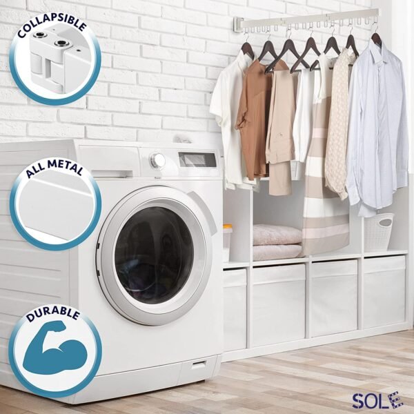 Rainbow Drywell Wall Mounted Clothes Drying Rack, Collapsible Laundry Drying Rack, Retractable Foldable Drying Rack for Hanging Clothes