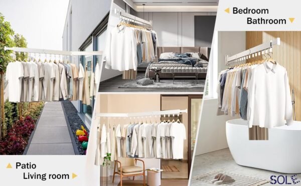 Rainbow Drywell Wall Mounted Clothes Drying Rack, Collapsible Laundry Drying Rack, Retractable Foldable Drying Rack for Hanging Clothes