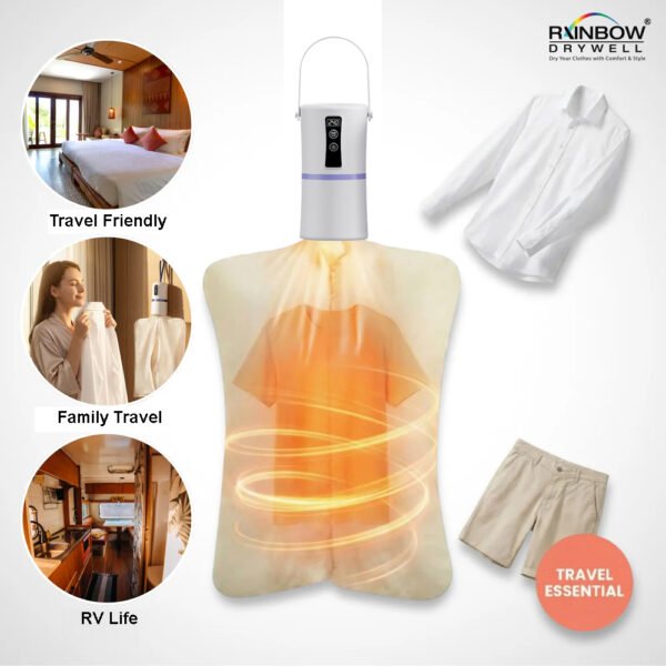 Mini Thermodry - Smart Portable Clothes Dryer, Rapid Heating, Foldable Electric Heater with Timer, Fabric-Safe, Energy-Efficient Quiet Operation, Travel-Friendly Design